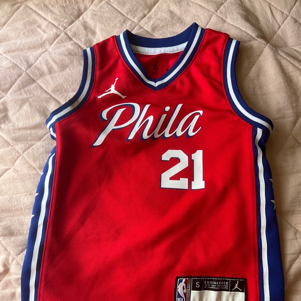 Nike Red Basketball Jersey with Blue Trim
